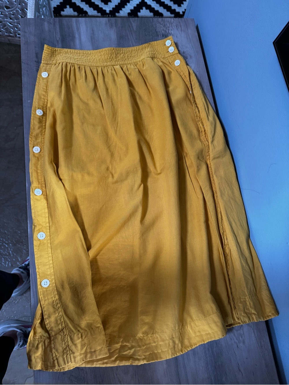 Madewell Mustard Button-Side Midi Skirt - Picture 2 of 8